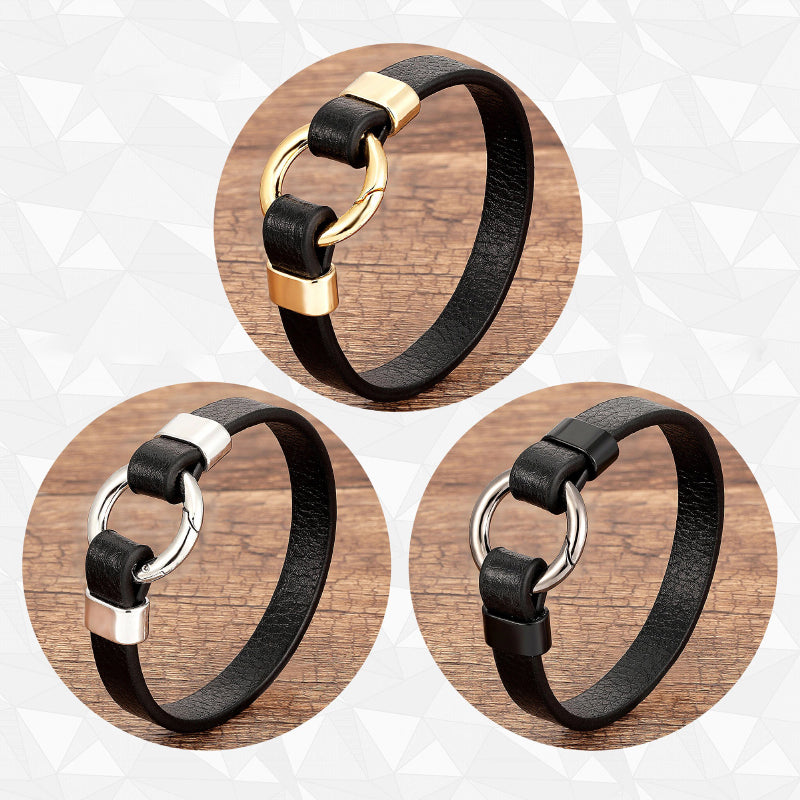 Rock Out – Armbänder aus veganem Leder mit rundem Metallanhänger