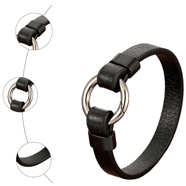 Rock Out – Armbänder aus veganem Leder mit rundem Metallanhänger