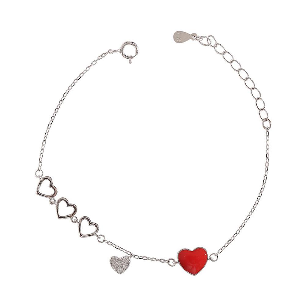 Romantisches rotes Herz Zirkon Armband