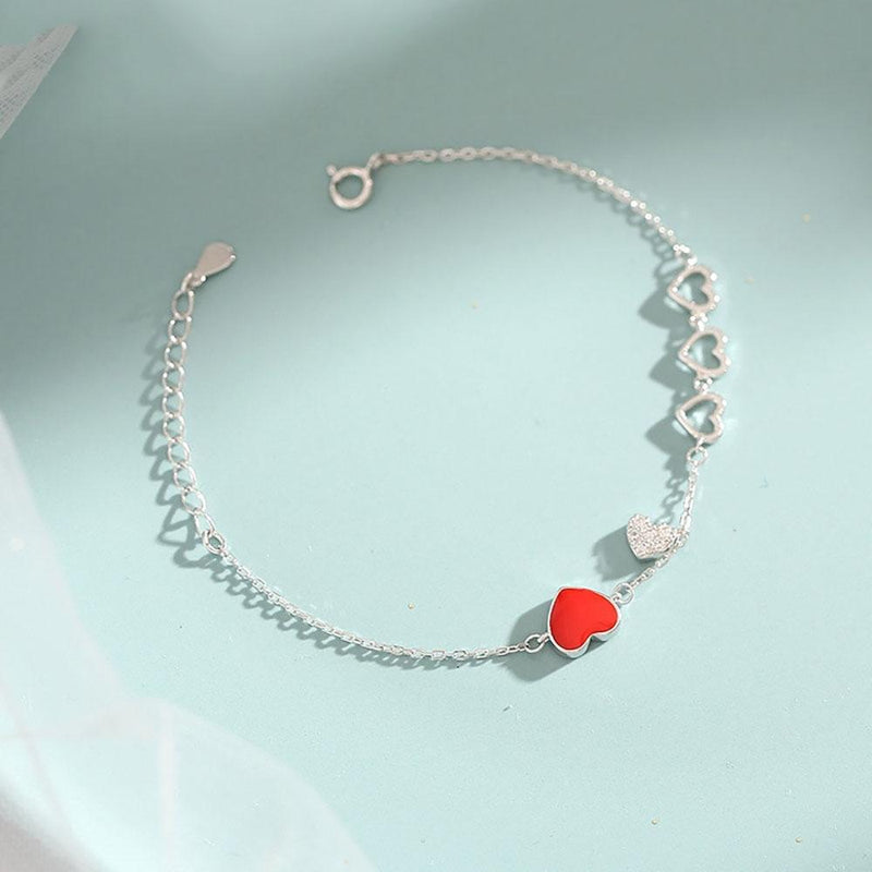 Romantisches rotes Herz Zirkon Armband