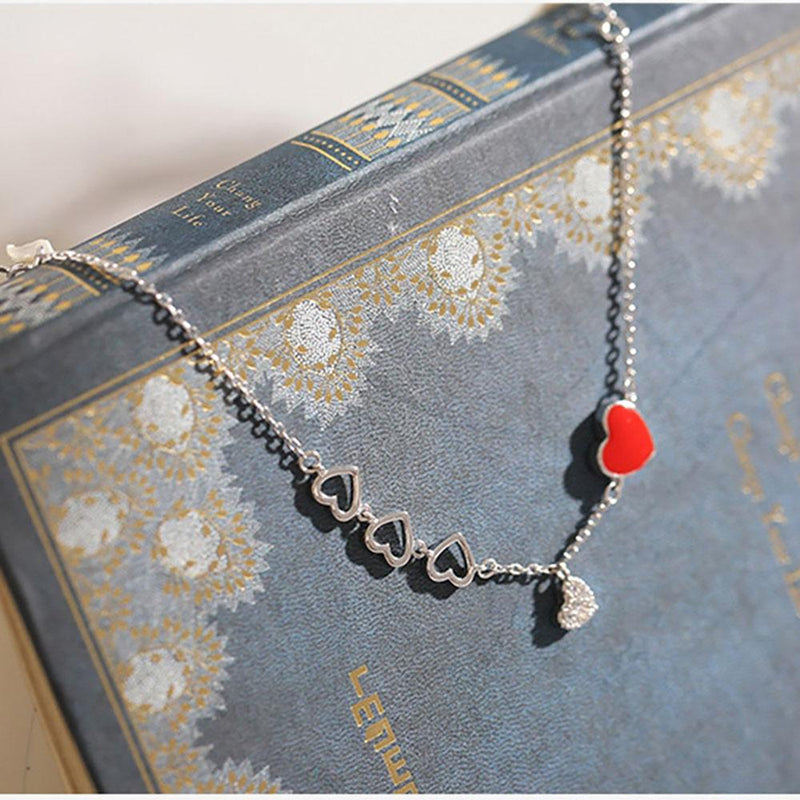 Romantisches rotes Herz Zirkon Armband