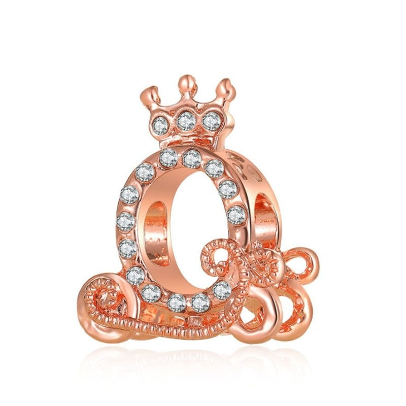 Charm-Perlen mit Strasssteinen in Roségold