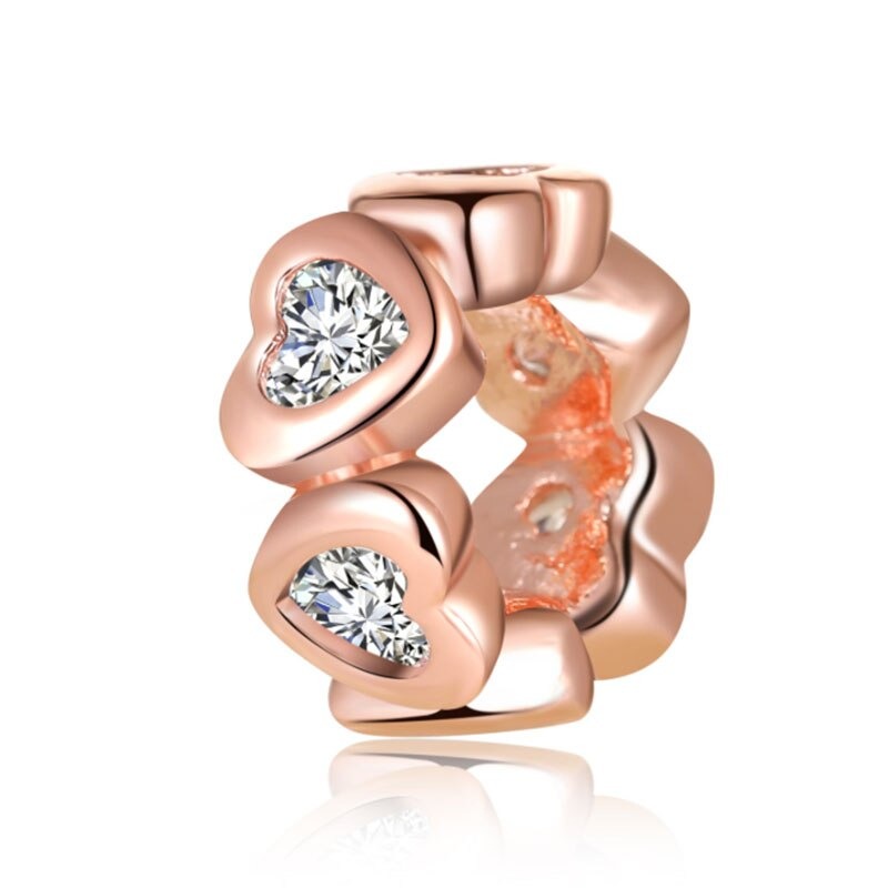 Charm-Perlen mit Strasssteinen in Roségold