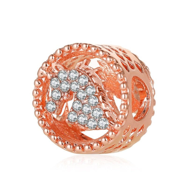 Charm-Perlen mit Strasssteinen in Roségold