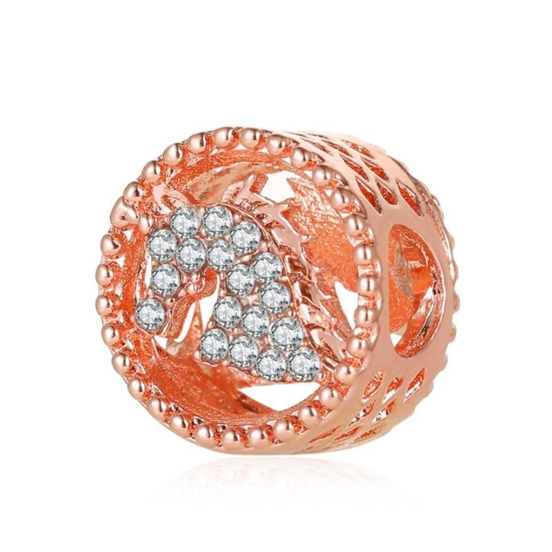 Charm-Perlen mit Strasssteinen in Roségold