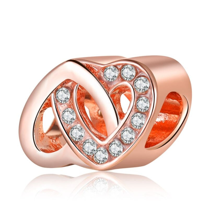 Charm-Perlen mit Strasssteinen in Roségold