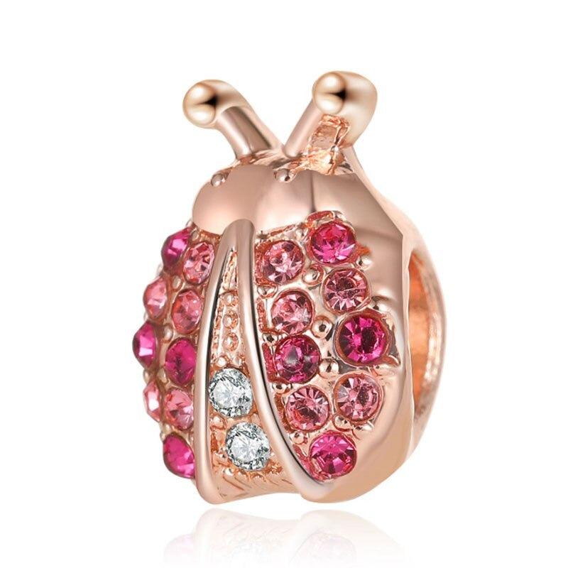 Charm-Perlen mit Strasssteinen in Roségold