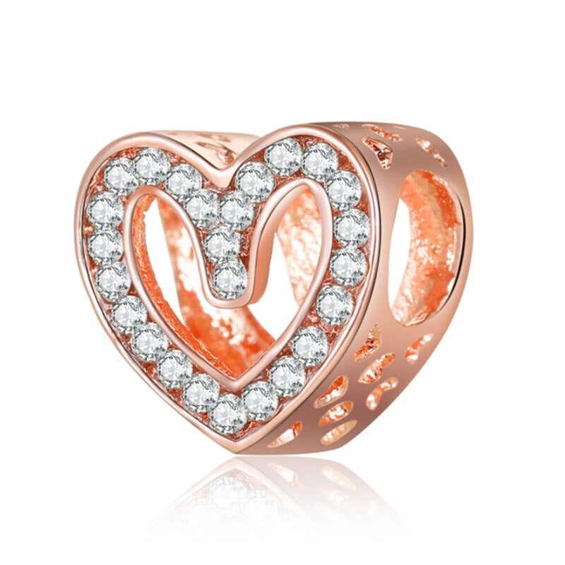 Charm-Perlen mit Strasssteinen in Roségold