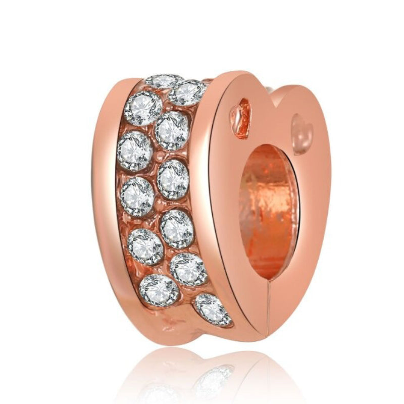 Charm-Perlen mit Strasssteinen in Roségold