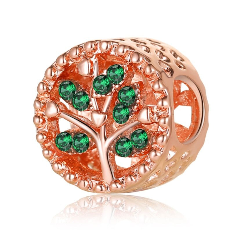 Charm-Perlen mit Strasssteinen in Roségold