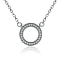 Runder Anhänger mit kubischem Zirkonia und Halskette aus Sterlingsilber