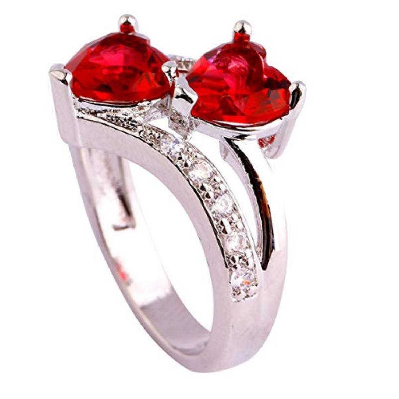 Sterling-Silberring mit Rubin und Topas