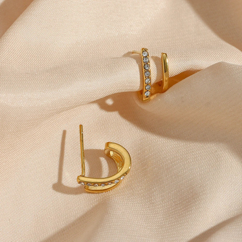 Doppelohrringe mit Kristallen