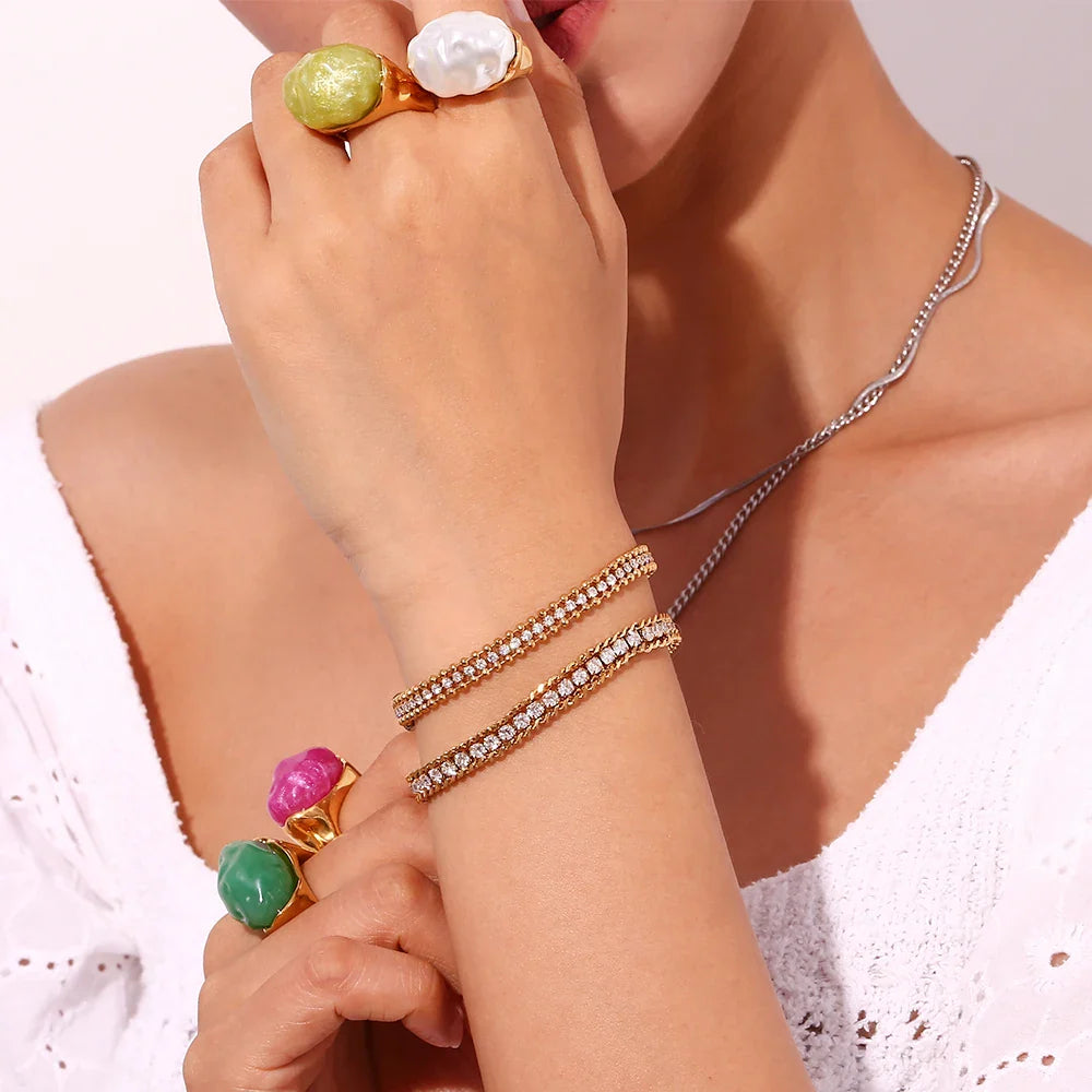 Armband mit runden Zirkonia-Perlen