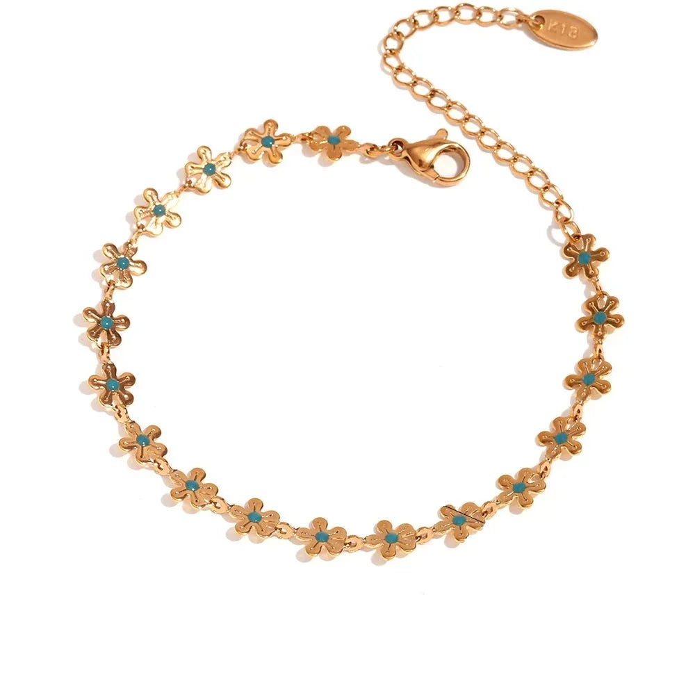 Blaues Blumen-Kettenarmband