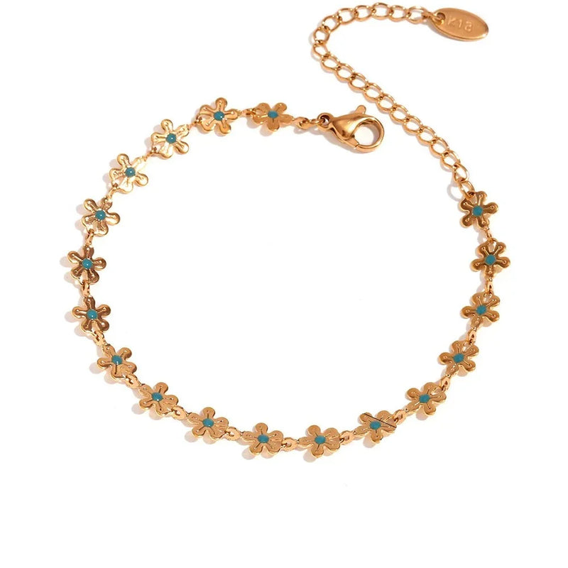 Blaues Blumen-Kettenarmband