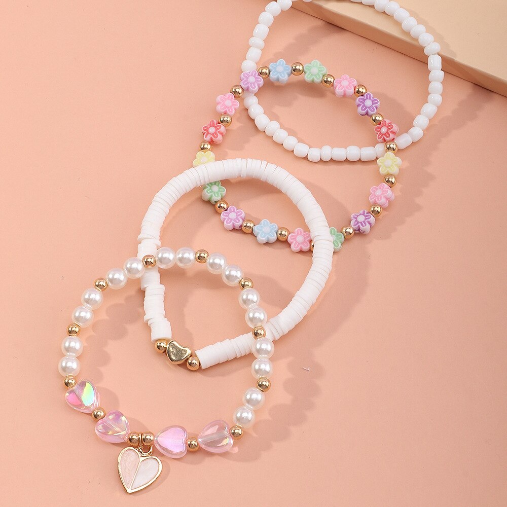 4Pcs Set Perle Harz Liebe Armreif