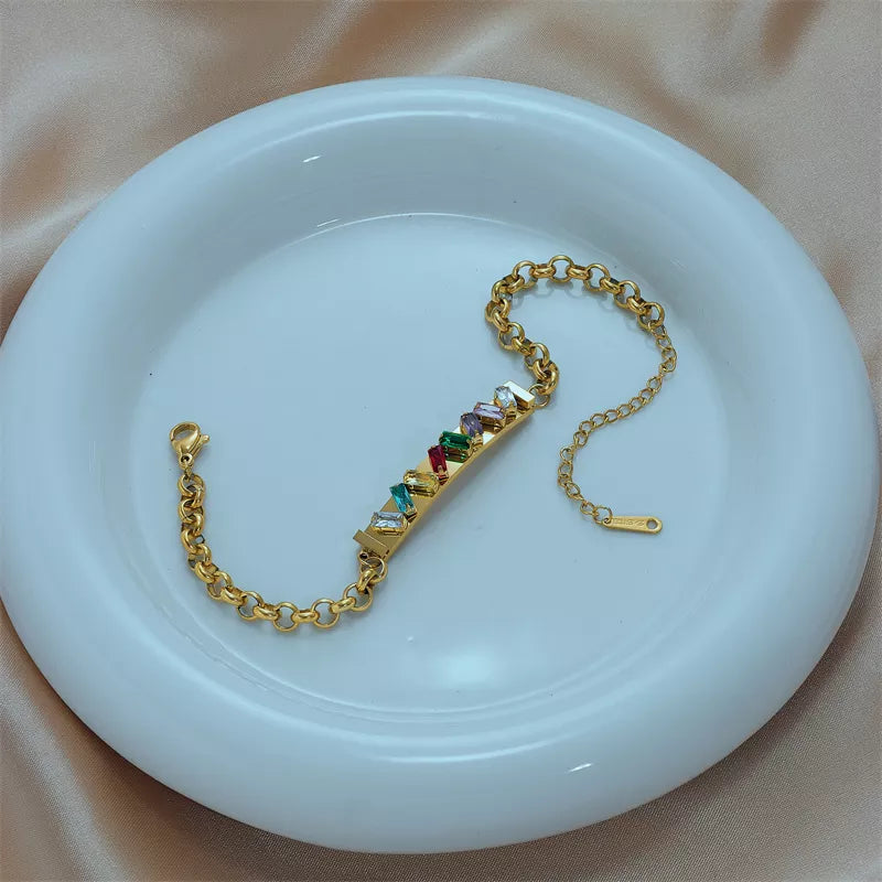 Buntes quadratisches Zirkon-Armband