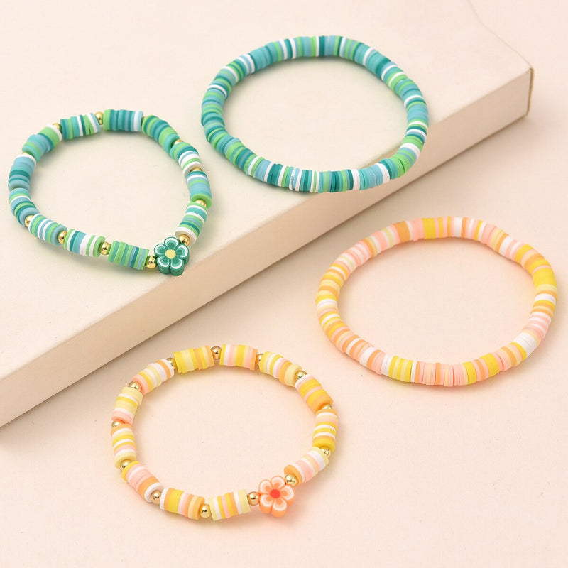 2pcs Bunte Weiche Ton Niedlichen Blumen Charme Armband