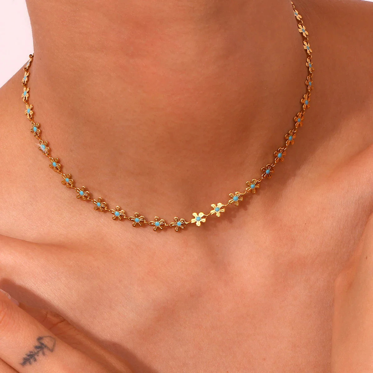 Blaue Blume Choker Halskette