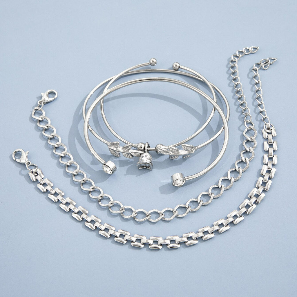 Böhmisches Silber-Gliederketten-Armband-Set