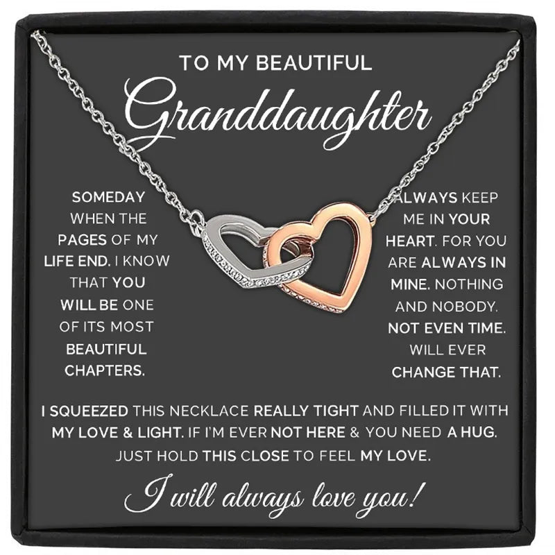 An meine Enkelin - Halskette mit verschlungenem Herzen