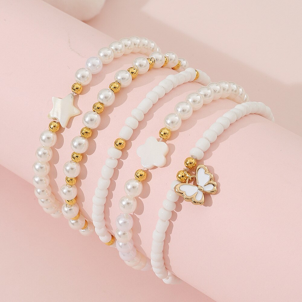 4Pcs Set Perle Harz Liebe Armreif