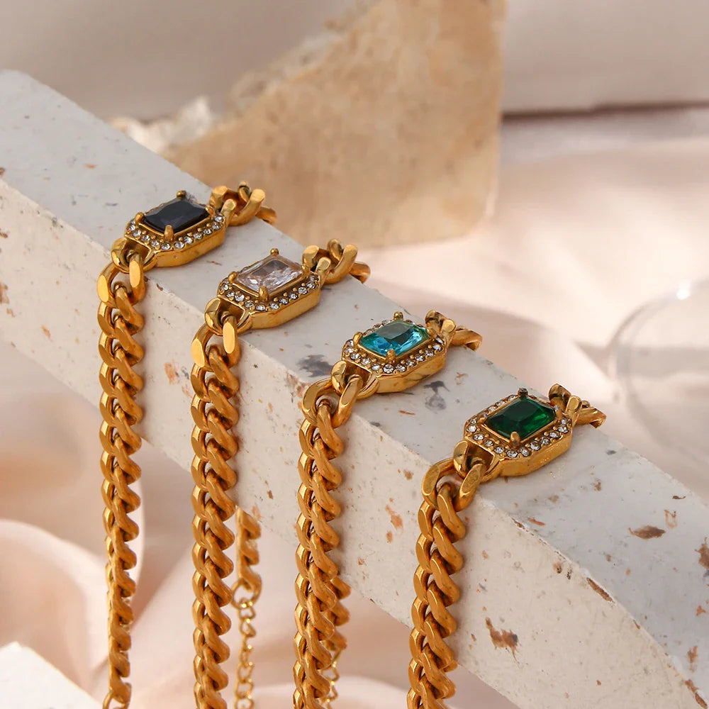 Kubanisches Kettenarmband mit Zirkonia