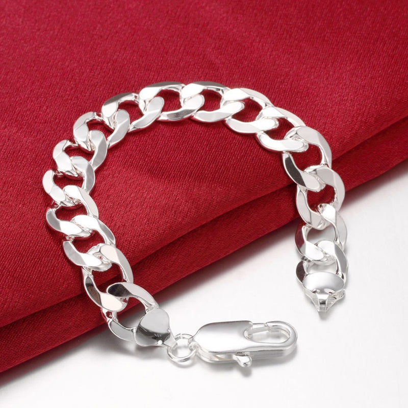 925 Sterling Silber Massiv-Ketten-Armband