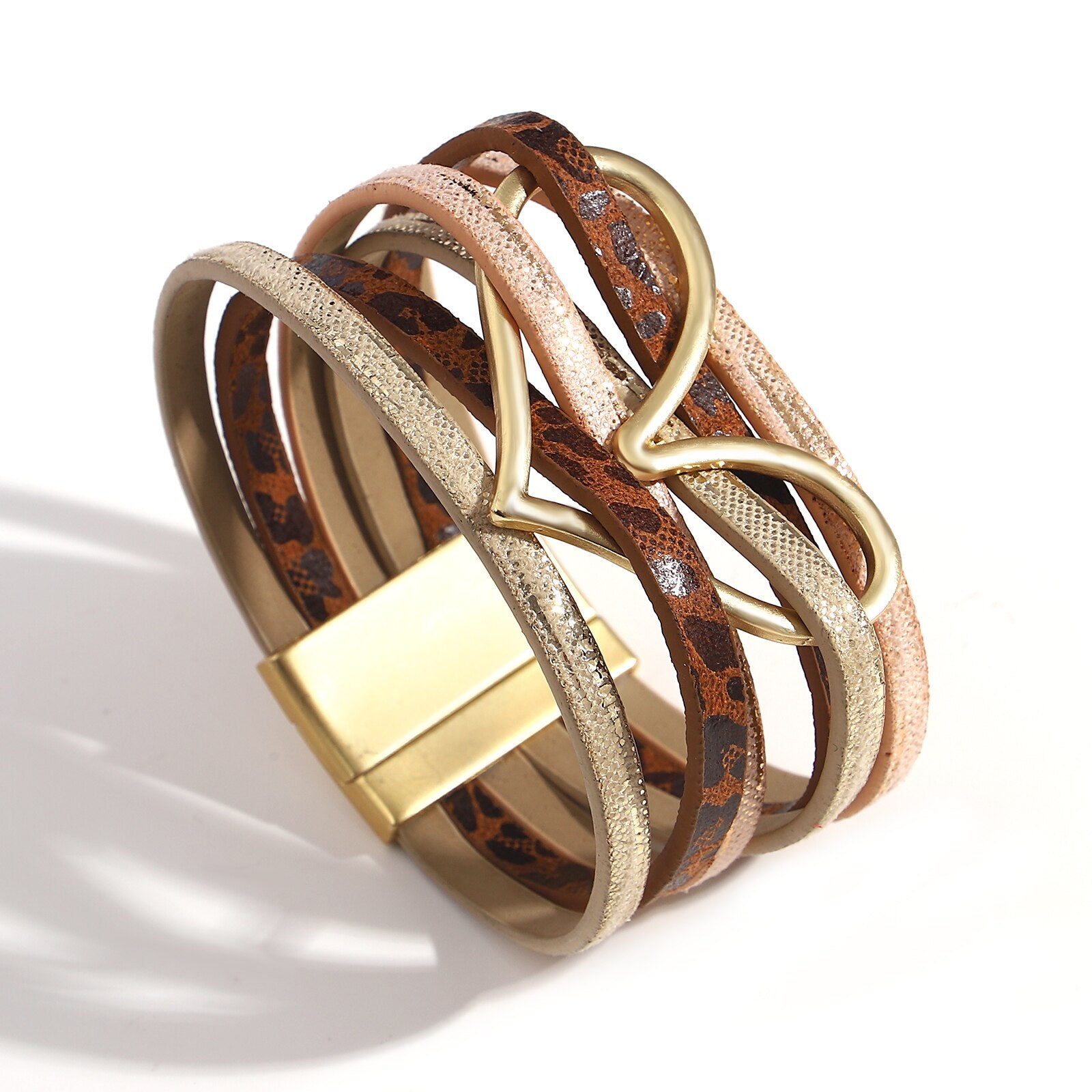 Boho Wickelarmbänder Pfirsich Herz