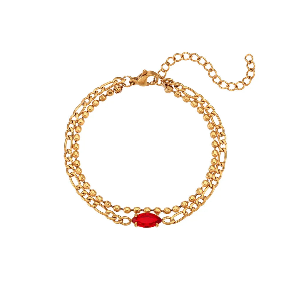 Doppellagiges Kettenarmband mit Zirkonia