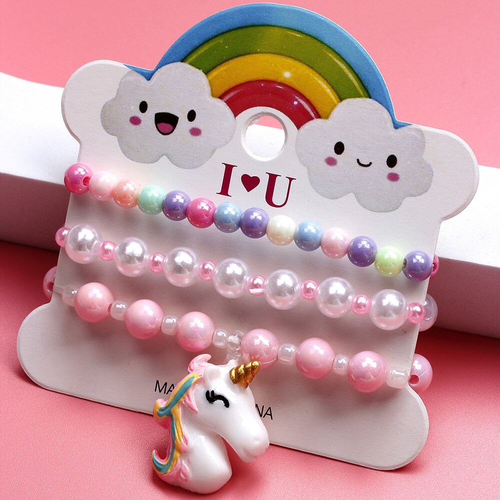3 Stück/Satz Mädchenschmuck Cartoon Perlen Armbänder für Kinder