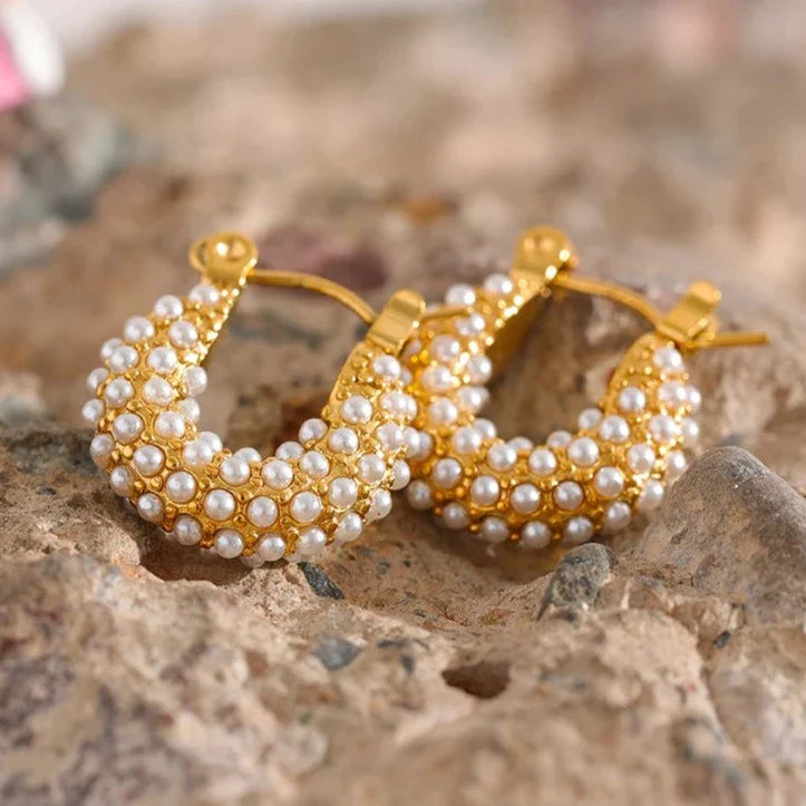 Creolen Vintage Perlen Ohrringe