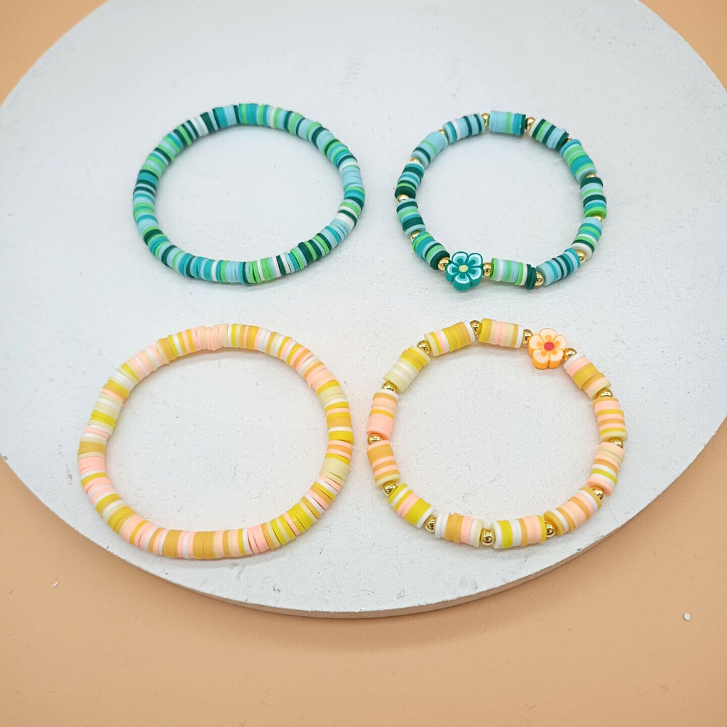2pcs Bunte Weiche Ton Niedlichen Blumen Charme Armband