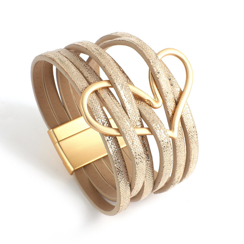 Boho Wickelarmbänder Pfirsich Herz