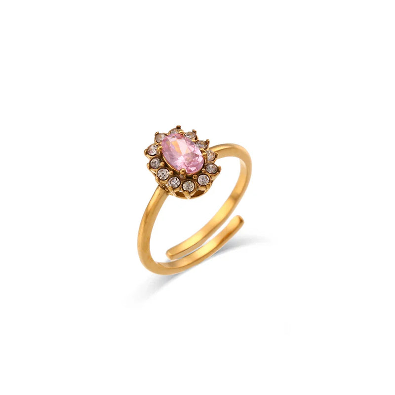 Ovaler Ring mit Blumenstein