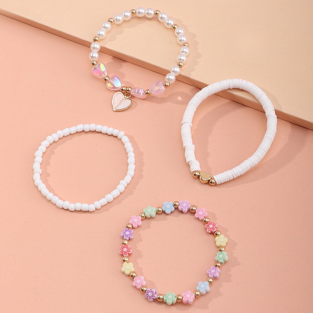 4Pcs Set Perle Harz Liebe Armreif