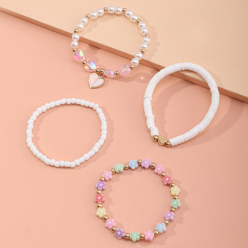 4Pcs Set Perle Harz Liebe Armreif