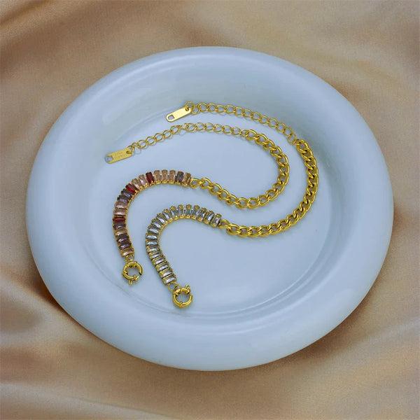 Buntes Zirkonia-Kettenarmband