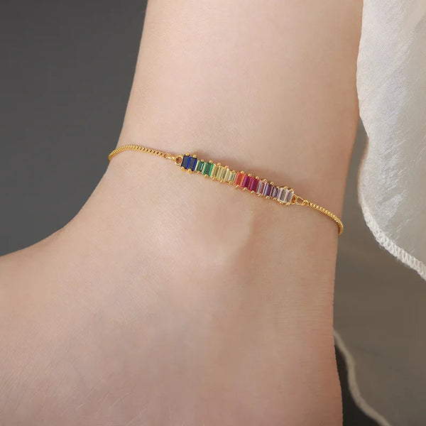 Bunte Zirkonia Bohemian Fußkettchen