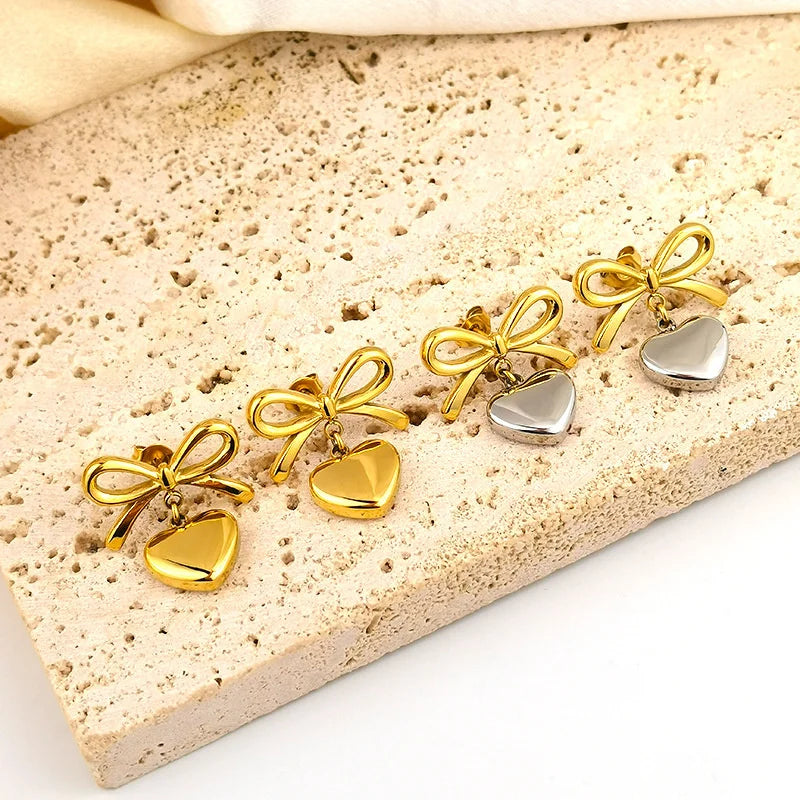 Herz-Schleifen-Ohrringe