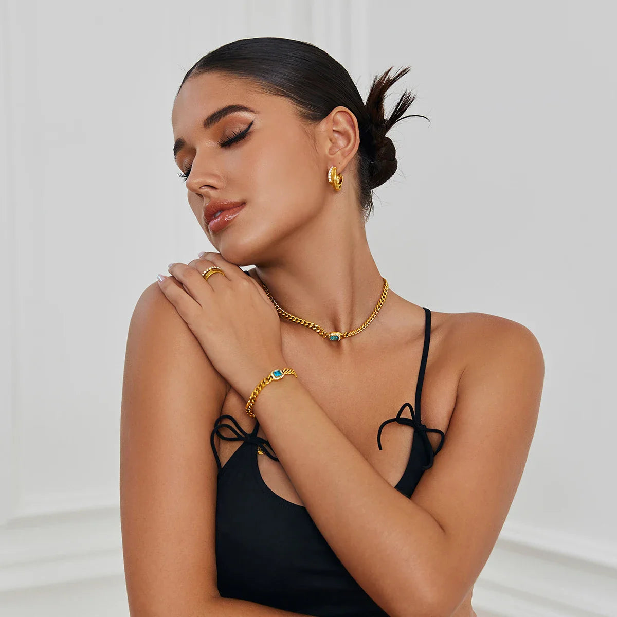 Kubanisches Kettenarmband mit Zirkonia