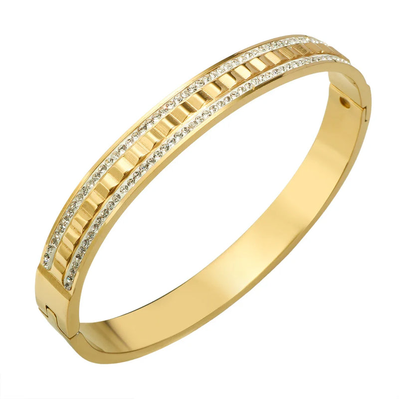 Armreif mit Kristallen in Schwarz und Weiß