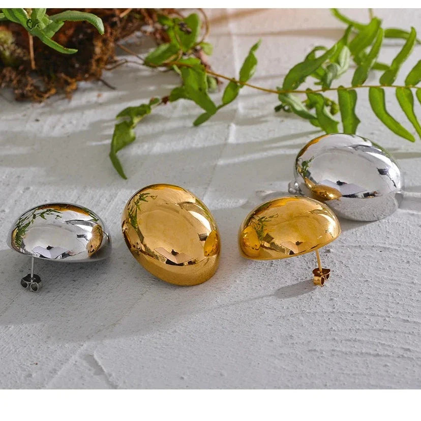 Großer ovaler geometrischer Ohrring