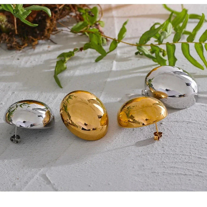 Großer ovaler geometrischer Ohrring