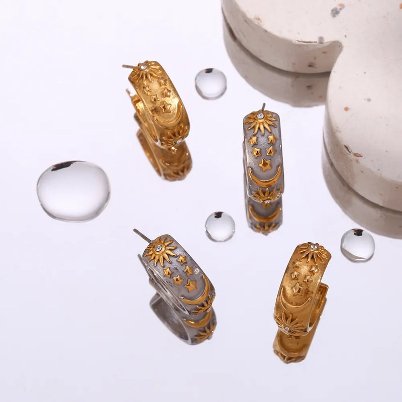 Creolen mit Mond, Sonne und Stern