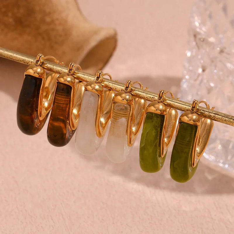 Creolen in V-Form aus Bernstein