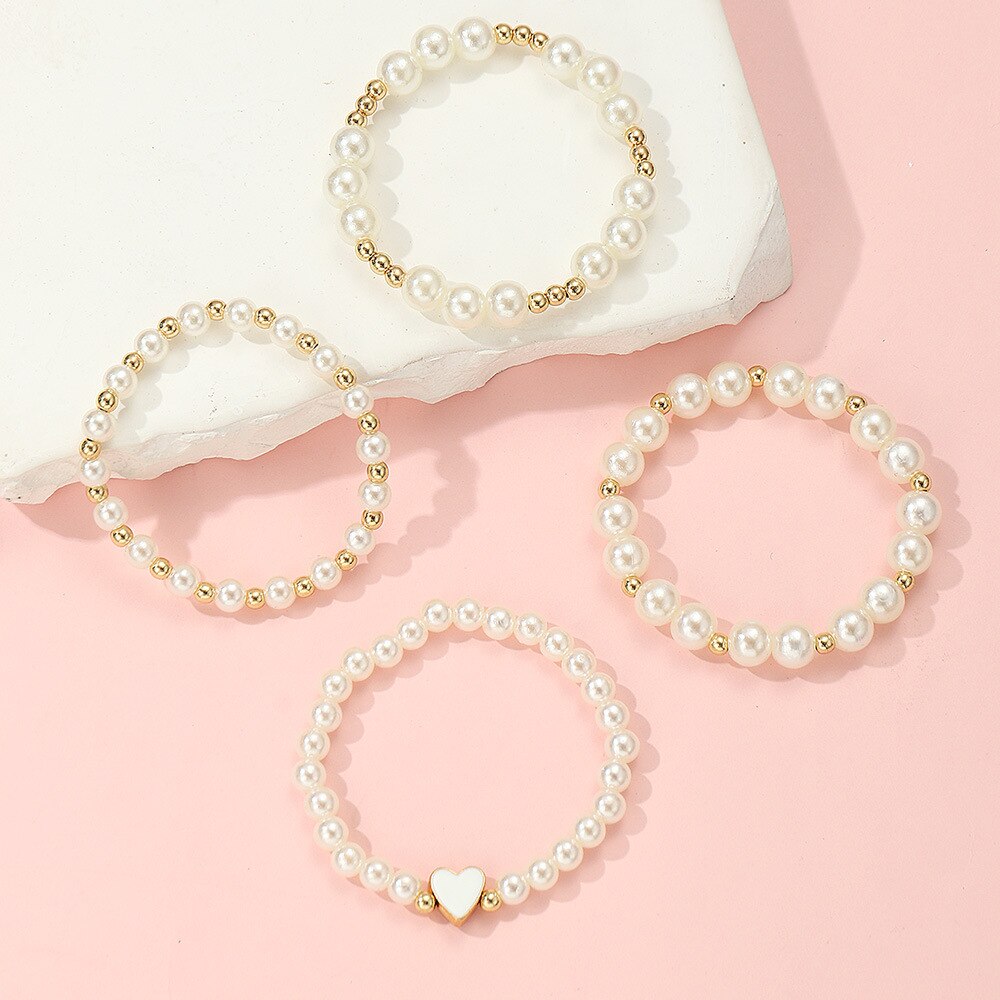 4Pcs Set Perle Harz Liebe Armreif