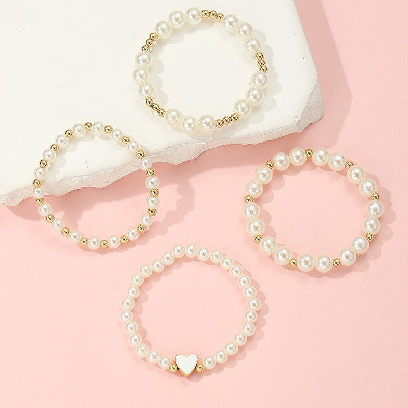 4Pcs Set Perle Harz Liebe Armreif