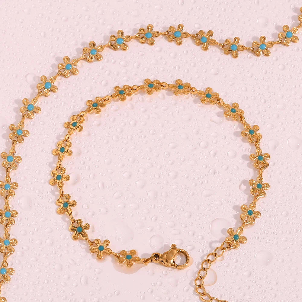 Blaue Blume Choker Halskette